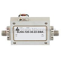 Fairview SLNA-120-38-22-SMA 2.2 dB NF Low Noise Amplifier Operating From 8 GHz to 12 GHz with 38 dB Gain, 13 dBm Psat and SMA