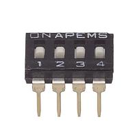 APEM NDI04S ສະຫນັບ DIP 4ຕຳແໜ່ງ 0.025A 24VDC 1/2 Pitch
