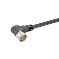 HARTING 21373400D74100 Harting M23 ສາຍສະບັບສຸດທ້າຍດ້ວຍການປົກຄຸມດ້ວຍວັດຖຸທີ່ຫຼາຍ, 19 ພິນ, ຊາຍຊາຍມີມຸມ, PUR ສີດຳ, 10.0 ແມັດ