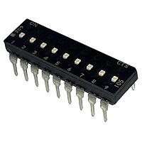CTS Electronic Components 209-9LPSF ສະຫນັບ DIP ຜ່ານຮູ, ສະຫນັບ DIP ທອງ, 9-ຂາ, ຕົວກະທົບຮູບແບບຕ່ຳ, ການປິດທ້າຍ, ປິດ OFF, ບັດທີບ