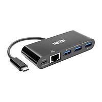 Tripp Lite U460-003-3AGB-C USB Type-C ເປັນ Ethernet, ການຊາວ້າງ PD, USB 3.1 3PT TYPEC/A HUB-GIGADPTANDCHGR