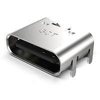 GCT (Global Connector Technology) USB4125-GF-A ການຊາວເຈີ USB C Rec, GF, RA, 6p, SMT, TH stakes, H = 3.16mm, T+R