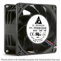 Delta Electronics, Inc. PFR0848HE-02EM2 ພັງລົມ Tubeaxial, 80x80x38mm, 48VDC, 129.98CFM, 48W, 74dBA, 16800RPM, , Ball, Tach/PWM
