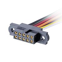 Harwin M80-FC30868F0-0250L ການປະກອບສາຍສະເພາະສິງເກິນ 4+4 Pos. Female DIL 26AWG, ສິງເກິນ, ບໍ່ມີ Jackscrews 400mm