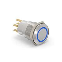 Alcoswitch - TE Connectivity 5-2213764-8 ປຸ່ມກົດສະຫນອງ AV19 DPM 0.4VA FIX RING LED ສີຟ້າ 12V