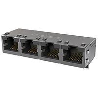 Amphenol Commercial Products RJE594885401 ຕົວເຊື່ອມມາດຕະຖານຮູບແບບ CAT6 RJ45 - 4 ພອດ ບໍ່ມີແສງ LED, ມີການປ້ອງກັນສຽງຮ້າຍ EMI