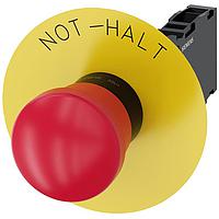 SIEMENS 3SU11001HA201FH0 ປຸ່ມກົດດຶງ-ດັນ EM. ປຸ່ມຢຸດສະຫຼຸບຮູບເຫຼືອງ. 40MM. ແດງ