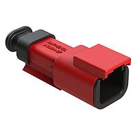 Amphenol SINE Systems ATM04-2P-SR01RD ຕົວເຊື່ອມຕໍ່ 2 ຕຳແໜ່ງ, ຕົວຮັບ, ເຂັ້ມ, ຝາປົກປ້ອງການດຶງ, ຕົວເຄື່ອງສີແດງ