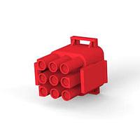 AMP Connectors - TE Connectivity 1-480706-2 ຕູ້ແບັດແລະປຸ່ມຕໍ່ PLUG HOUSE 9 POS RED UL94V-2