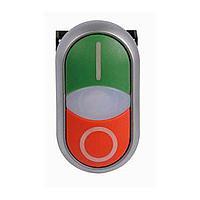 Eaton M22-DDL-GR-X1-X0 ປຸ່ມຄູ່ NON-FLSH ILL DBL PB SIL-BZL ສີຂຽວ ດ້ານບູດ ສີແດງ