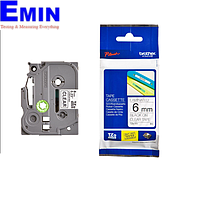 BROTHER TZe-111 6mm TZe-Tape ສີດໍາທີ່ຊັດເຈນ