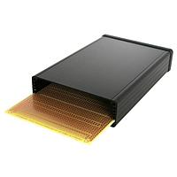 BusBoard Prototype Systems KBOX3-AL-BK-POW ຊຸດອະໄຫຼ່ PowerBoard Box3 Kit ກະເປົາອາລູມິເນຍສີດຳ ຂະໜາດ3 (BOX3-1455L-BK) ແລະ ບົດວຽກຂະໜາດ3 PCB ມີແຖວຮອງ6ຮ່ອງ (POW3U)