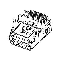 Amphenol Commercial Products G46M2013201ATWEU Mini-Displayport Mini DISPLAY PORT 20POS RECEPTACLE ມຸມຂວາ, ຄວາມສູງກາງ 3.2mm, ປະເພດ Hybrid (Dip+SMT), LCP, ສີດຳ, ການຄຸງການ 15U" plating, ບັນຫຼຸດ Tape and Reel