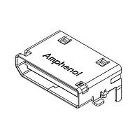 Amphenol Commercial Products G14A42121512HR Connectors OCulink, Receptacle, 0.5mm pitch, 4X, R/A SMT with shell leg SMT + Dip  type, 30U" gold plating, LCP, black, T&R packing