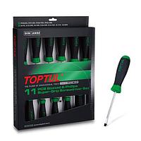 TOPTUL GAAE1101 11PCS Slotted & Phillips Screwdriver Super-Grip ຊຸດ