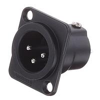 Amphenol Audio AC3MDZB BULK ຕົວເຊື່ອມຕໍ່ 3 ໂພນ XLR ຜູ້ຊາຍ ຕິດຕັ້ງຢູ່ບ່ອນຕິດຕັ້ງ D Type ຕິດຕໍ່ປັດຈຸບັນ ສີດຳ