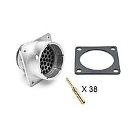 Amphenol SINE Systems RT002238PNH-K ຊຸດຕິດຕໍ່ສາຍ ຊຸດຮັບສາຍ, ຂອງມຸມສີ່ແຫ່ງ, 38 ຕໍ່ຕຳແໜ່ງ, ຜູ້ຊາຍ, ຂະໜາດເປັນ 22, ມີຕິດຕໍ່ທອງຂັດ, ຂະໜາດ 16 (18-16AWG), ກະສັກ