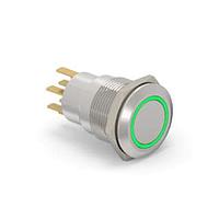 Alcoswitch - TE Connectivity 5-2213764-6 ປຸ່ມກົດສະຫນອງ AV19 DPM 0.4VA FIX RING LED ສີຂຽວ 24V