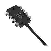 Banner Engineering R95-8M125-C1-D24P ເສັ້ນສາຍອ່ານສະເຫຼີມ / ເສັ້ນສາຍອັກຊູເວີ I/O Junction Block, 16 PNP, 8 Female 5-pin M12 Ports, 1 M Cable, R95, PNP LED