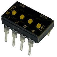 CTS Electronic Components 209-4MSTF ສະຫນັບ DIP ຜ່ານຮູ, DIP SWITCH ທອງ, 4-ຂາ, ຕົວກະທົບລະດັບກາງ, ການປິດການທາງລຸ່ມ, ການປິດການດ້ວຍເຊື້ອກ, ອອບ, ກະປ່ອງທີ່ມີທູບ