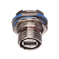 Amphenol Socapex USBFTV75NF459 ຕົວເຊື່ອມ USB Type A ກະທົບດ້ວຍກະແຈຍກະທົບ Jam Nut Rec PC Tail Nic