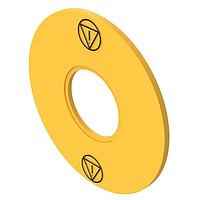 EAO 61-9970.9 ຈານປ້າຍສັນຍາ Switch Hardware Legend ສຳລັບປຸ່ມຢຸດສະພາບສຸກເຫລືອງ D43, ມີສັນຍາລັກ