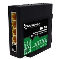 Brainboxes SW-725 ອຸປະກອນສະຫນັບສະຫນູນ Ethernet ບໍ່ມີການຈັດການ ອຸດສາຫະກຳທີ່ແຂງແຮງ 5 ພອດ PoE 10/100 Fast Ethernet switch -40F ຫາ +158F