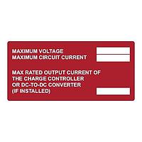 HellermannTyton 596-00891 ປ້າຍສະແກນແສງອາທິດ Solar Label, Printable, Maximum Voltage, 3.75" x 2.12", PET, ແດງ, 50/roll
