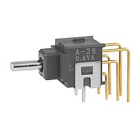 NKK Switches A2SHV ປຸ່ມສະຫງວນຍ່ອຍປອດແພດການປະຕິບັດ (ON)-OFF-ON .248 FLT ແບບຕັ້ງຕົວ PC .4VA