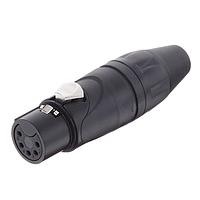 Amphenol Audio AX5FB-AU ຕົວເຊື່ອມສາຍສະເພາະ 5 ແພວສໍເກດ F ແພລັກ XLR AX ສາຍສຽງ Audio Cable Conn ສີດຳສົດສະຫຼອງຕິດຕໍ່ດ້ວຍທາງທອງ