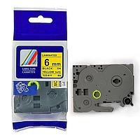 BROTHER TZE-611 ພິມປ້າຍ (Black text on 6mm gold background)