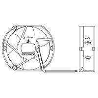 Delta Electronics, Inc. EFB1512HG-T50F ພັງລົມທູບແອັກຊຽວ, 172x150x51mm, 12VDC, 251.79CFM, Ball, 3Leads, Lock Rotor Sensor, Tach, IP55