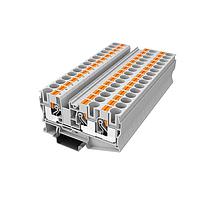 Amphenol Anytek APTS103SDGY00G ບລັອກຕິມິນອະດາດບຣິວ DIN Rail APT 10mm2/1-2 Feed-through terminal block ຊັ້ນດຽວ, 1in-2out ສີເທົາ