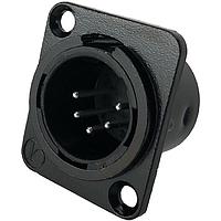 Io Audio Technologies IO-XLR5-M-BK-JL ຕົວເຊື່ອມຕໍ່ 5-ຂາ XLR, ຜູ້ຊາຍ, ປລັກ, ກອງເຫຼັກສີດຳ, ຖ້ວງບົດບາກ, ຕິດຕໍ່ເງິນ