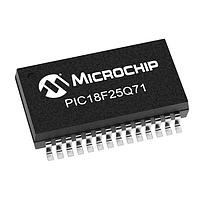 Microchip Technology PIC18F25Q71T-I/SS MCUs 32KB Flash, 2KB RAM, 2x OPA, 12-bit differential ADCC ມີການຄຳນວນ, 8/10-bit DACs, 2 AC, APM, Virtual Port, PWM, CCP, CWG, HLT, WWDT, SCAN/CRC, ZCD, PPS, USART, SPI/I2C, IDLE/DOZE/PMD