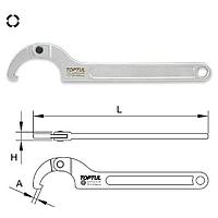 TOPTUL AEEX1A35 Hook Spanner Wrench ສາມາດປັບໄດ້ (13~35 mm)