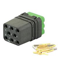 Eaton Souriau-Sunbank 8MQ2M0816SC ຕູ້ຕໍ່ແບບ Modular - ໂມດູນ Push Pull MQuick, ບໍ່ມີການປິດປ່ອງ, ມີຂໍ້ຕິດຕໍ່ປະເພດຜູ້ຍິງ crimp
