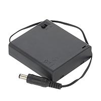 DFRobot FIT0918 ຕິດຕໍ່ແບດເຕີຣີຮູບສະກຸນ, ຄລິບ, ຖານຢູ່ & ສປຣິງ ຖານຢູ່ແບດເຕີຣີ 4AA (ມີສະວິດຊັ້ນພາວເວີ, ຈໍ DC2.1, ແລະຝາປົກກັນ)