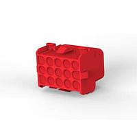 AMP Connectors - TE Connectivity 1-480711-2 ຕູ້ແບັດແລະປະຕູກເຊື່ອມຕໍ່ CAP HOUSE 15 POS RED UL94V-2