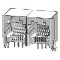 Amphenol Commercial Products RJE292660120 ຕູ້ຕໍ່ເຊື່ອມມົດູລາ / ຕູ້ຕໍ່ເຊື່ອມ Ethernet 6P6C, ສອງພອດ, RA, ບໍ່ມີກັງກັບ, ມີການຢຸດແຜ່ນ, ລຶບ 15mm