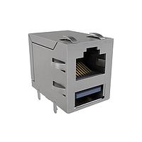 Amphenol Commercial Products RJE361883403 ຕູ້ເຊື່ອມຕໍ່ຮູບແບບ Modular / ຕູ້ເຊື່ອມຕໍ່ Ethernet ຊຸດຊົ່ວຄາວ RJ ຢູ່ເທິງ USB ປະເພດ A 2.0