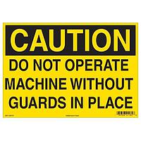 HellermannTyton 597-00079 ປ້າຍຄຳເຕືອນ, 7" x 10", ຢ່າເຮັດວຽກໂດຍບໍ່ມີການປ້ອງກັນ, ວິນິນິວ, ເຫຼືອງ, 25/ຊຸດ