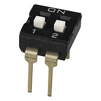Same Sky (formerly CUI Devices) DS04-254-2S-02BK ສະຫນັບ DIP Switch, SPST, 2.54 pitch, flat actuator, short pin, 2 position, ສີດຳ