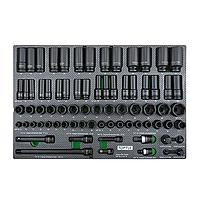 TOPTUL GED7528 3/8" ແລະ 1/2" DR. ຊຸດເຕົ້າຮັບຜົນກະທົບ (75 pcs)