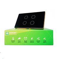HUNONIC HNLUX04CD BLE Luxury Touch Switch 4 ປຸ່ມສີ່ຫລ່ຽມ (Black)