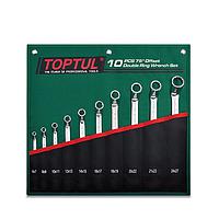 TOPTUL GRAI1001 75° Offset Double Ring Wrench Set (10 pcs)