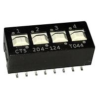 CTS Electronic Components 204-124S ສະຫນັບ DIP DIP SW ຮູບປົກປ້ອງຮອບປາກທອງຊຸດ 4SW SPDT, ບົດຫຼັກ TUBE