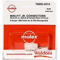 Molex 76650-0074 ຊຸດຕໍ່ຕ່າງ MiniFit Jr Conn Kit Plug and Recept 2Ckt