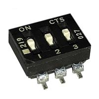 CTS Electronic Components 219-3LPSR ສະວິດ DIP ຕິດຢູ່ພື້ນຜິວ, ສະວິດ DIP ທອງ, 3-ຂາ, ຕົວກະທົບຮູບແບບຕ່ຳ, ການປິດການຢູ່ດ້ານລຸ່ມ, ມື້ມົນ