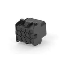 AMP Connectors - TE Connectivity 1-350783-9 ຕູ້ແບດເຕີຣີແລະປະຕູກເຊື່ອມຕໍ່ 12P UMNL V0 CAP HSG ສີດຳ